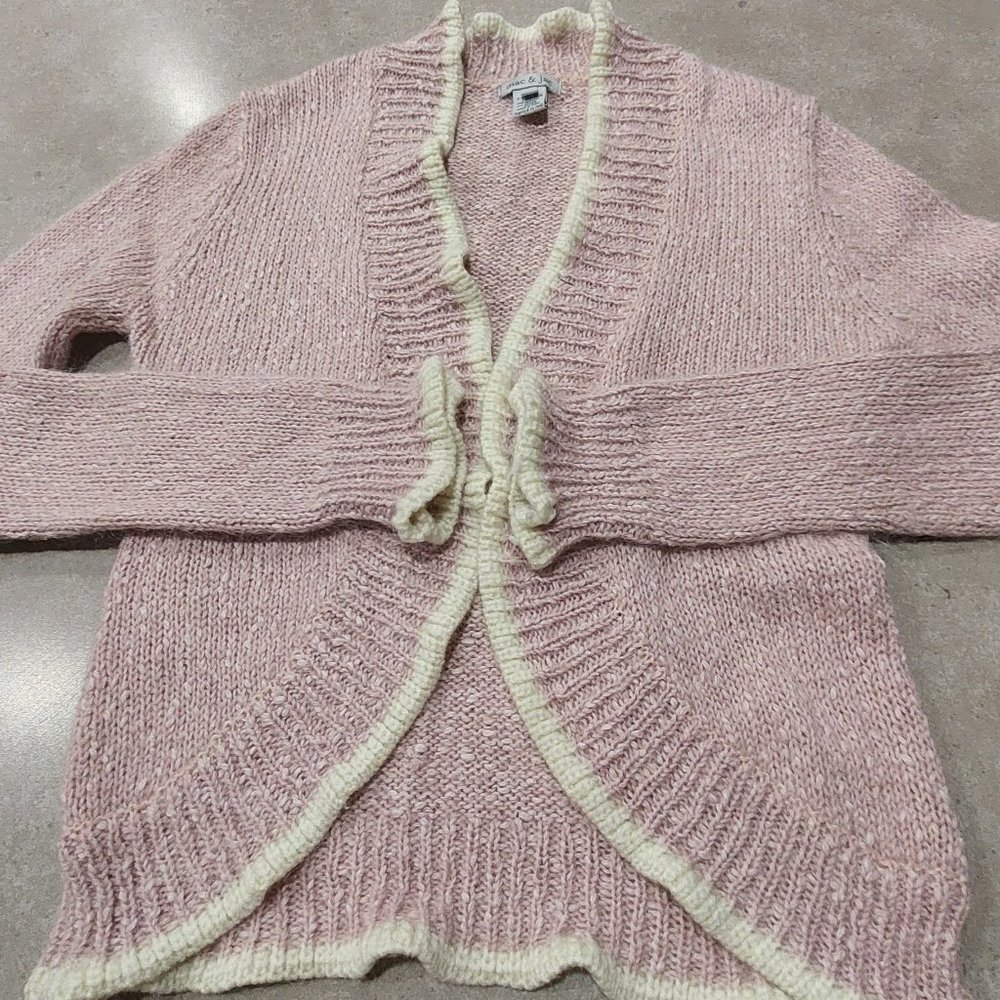 Mac & Jac  Acrylic/Cotton/Mohair Sweater - Light Pink/White - Size Medium